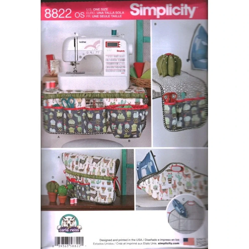 Simplicity 8822 Carla Reiss Sewing Machine Mat Iron Caddy Pin Cushion Pattern FF